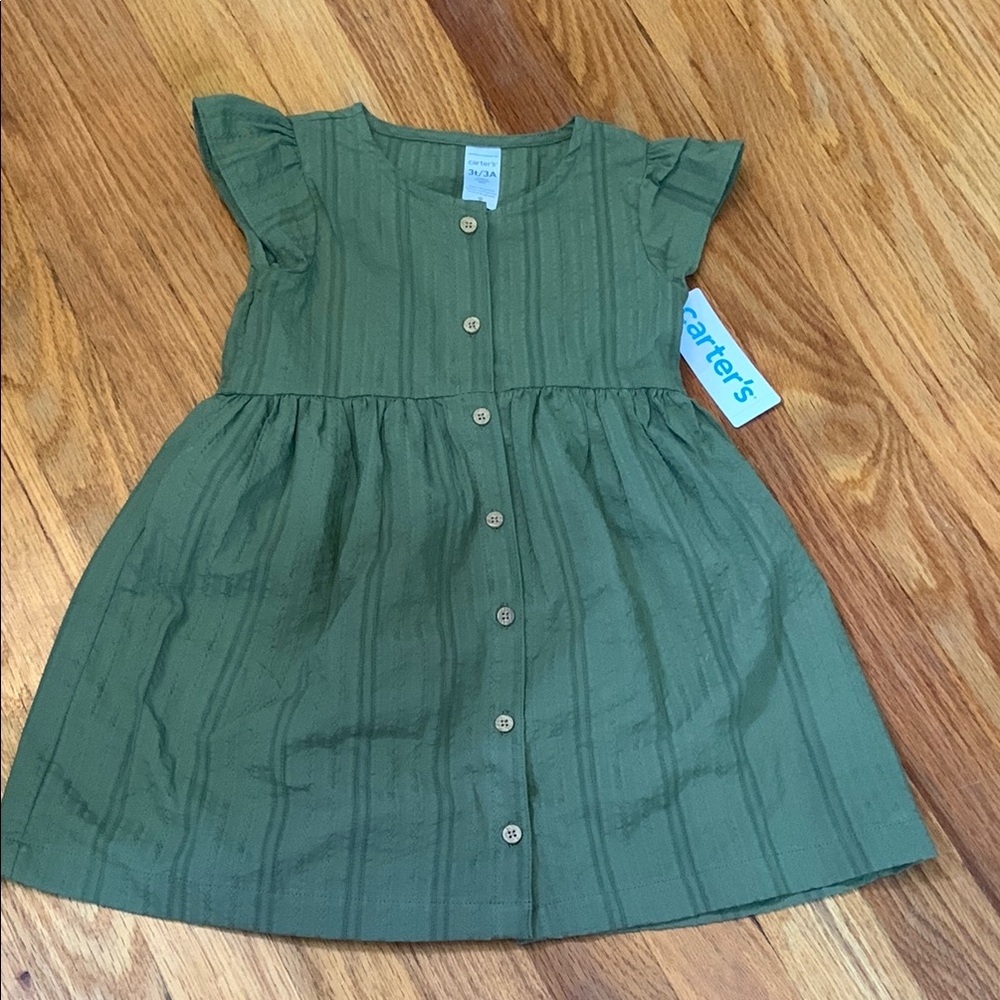 NWT Carter's Green Flutter Sleeve Sundress 3T
